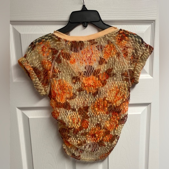 NWOT Free People Salona Floral Lace/Ruched Sheer Crop Top Size XS - Picture 5 of 5